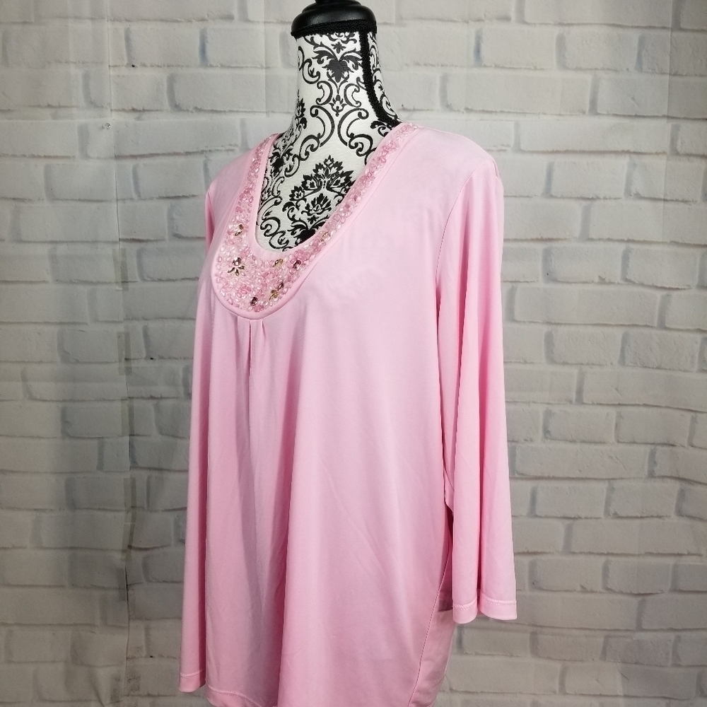 Susan Graver beaded stretch knit top plus size 1x - Picture 9 of 10